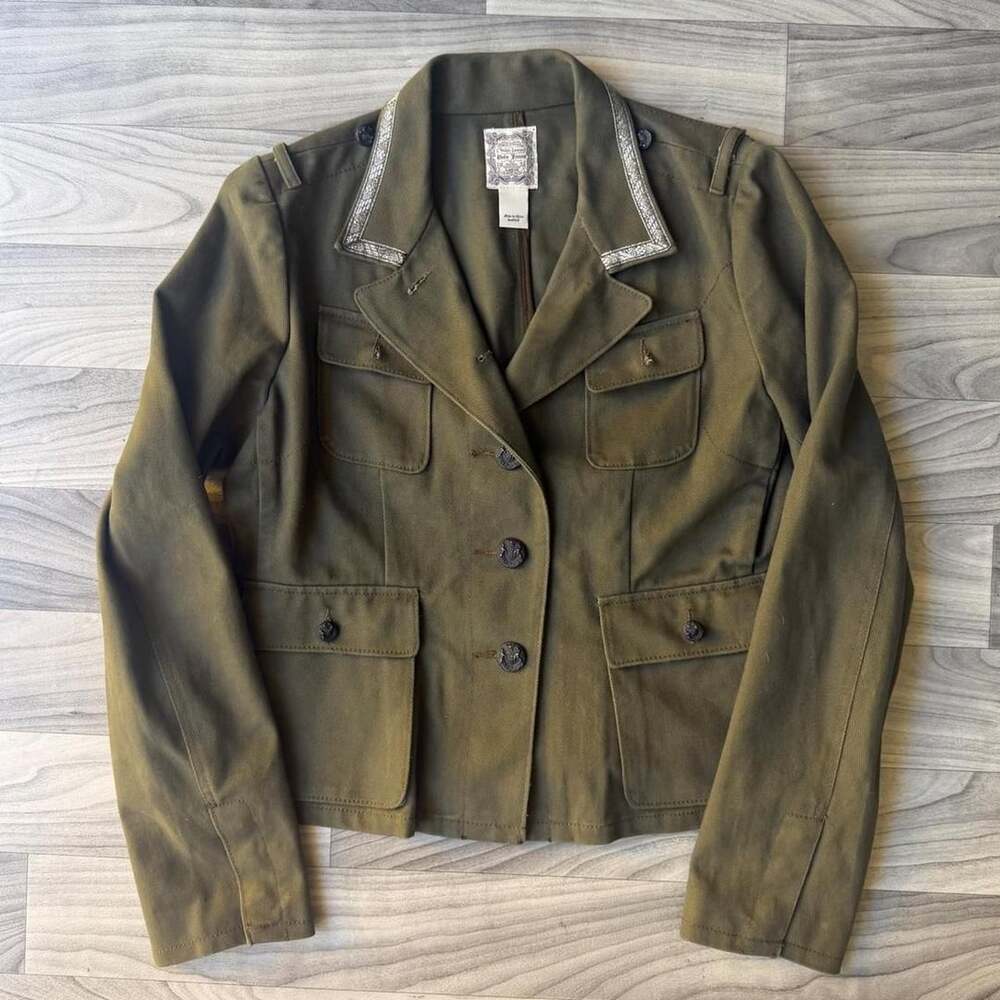 Polo Jeans Co. Ralph Lauren Military Jacket Size Large Moss Cotton